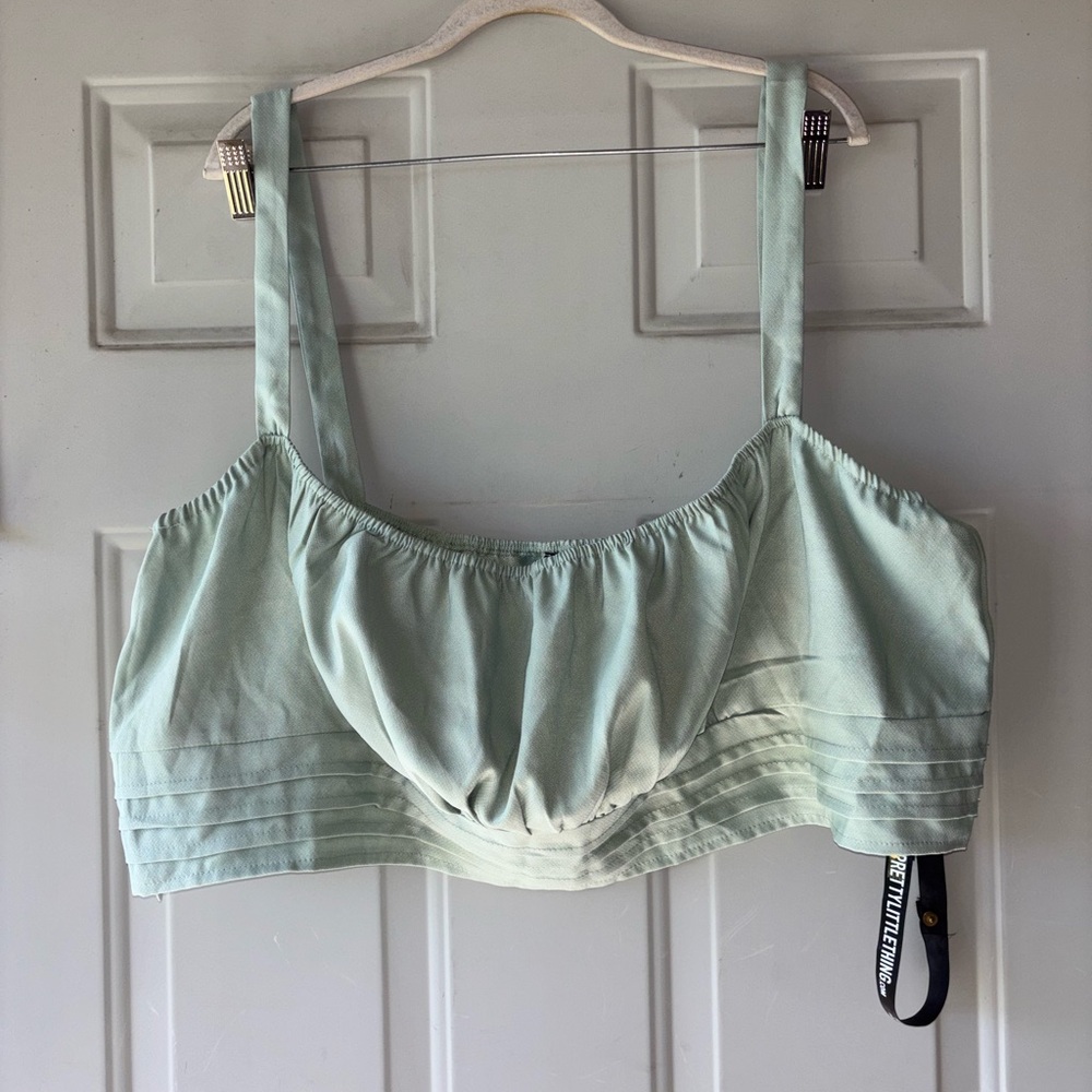 PrettyLittleThing Sage green crop top size 3X